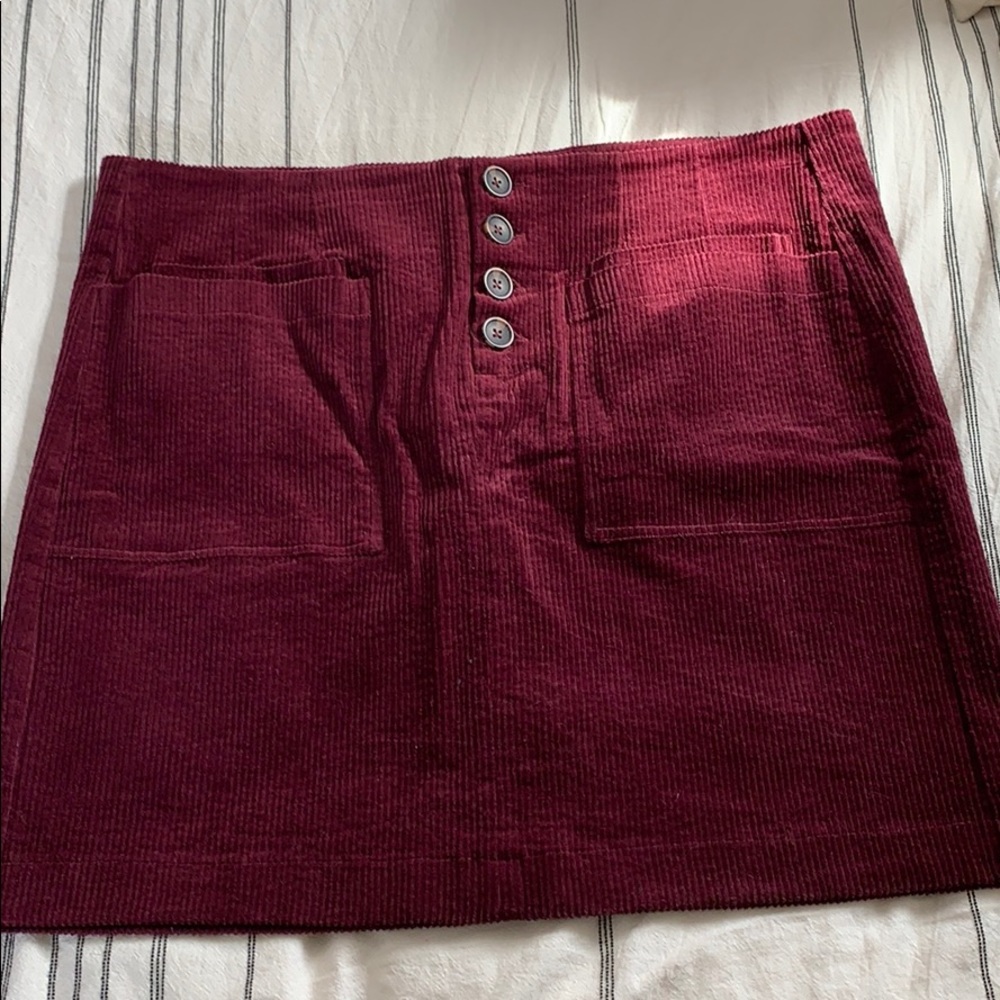 Maroon Stretch Mini Skirt